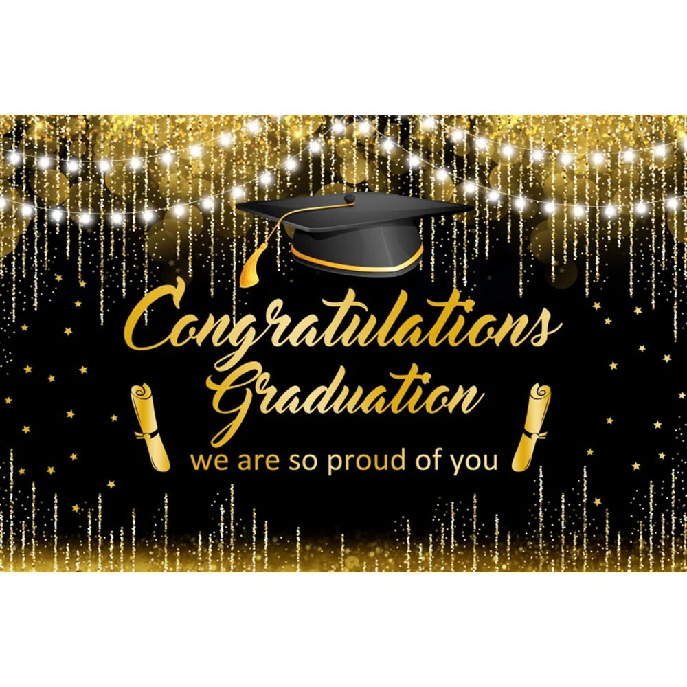 2024 Graduation Photography Backdrop Gold Glitter Congrat Grad Class of 2024 Prom Congratulate Graduates Photo Background Decor