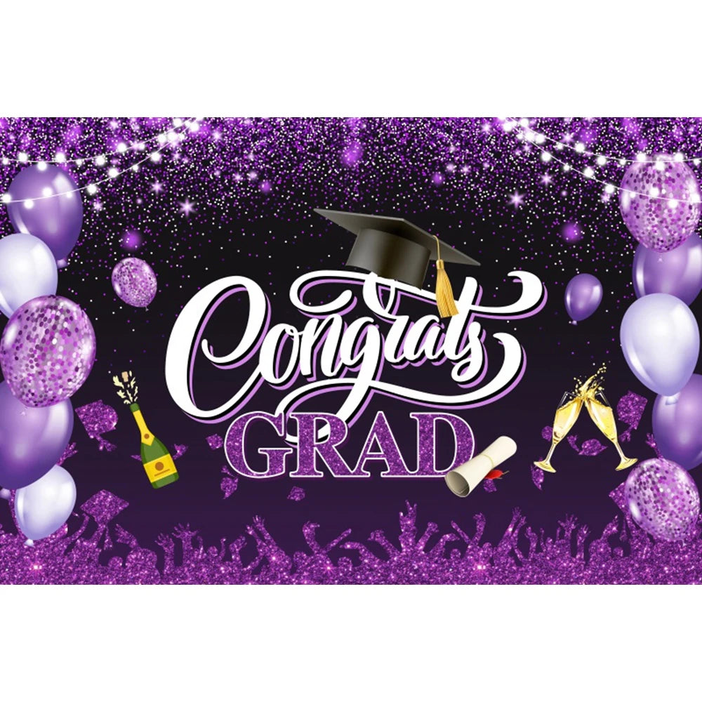 2024 Graduation Photography Backdrop Gold Glitter Congrat Grad Class of 2024 Prom Congratulate Graduates Photo Background Decor