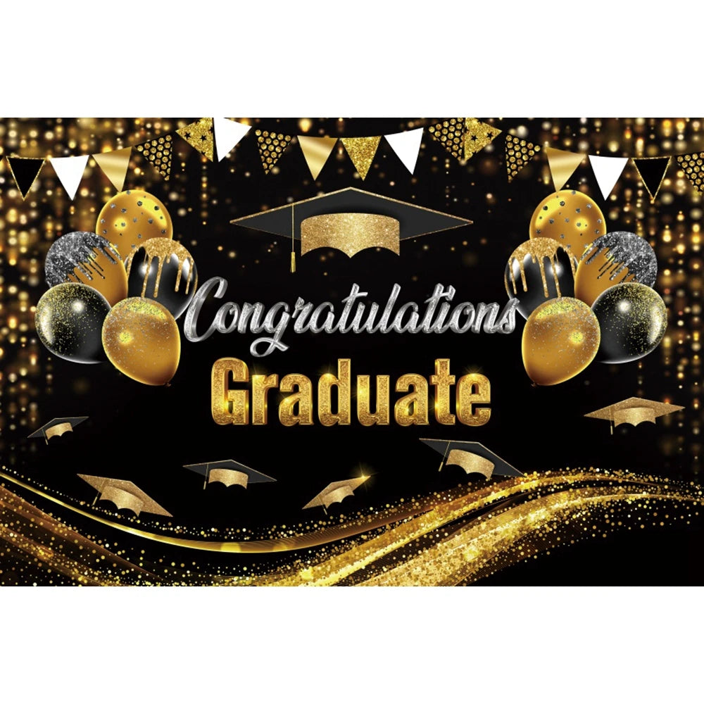 2024 Graduation Photography Backdrop Gold Glitter Congrat Grad Class of 2024 Prom Congratulate Graduates Photo Background Decor