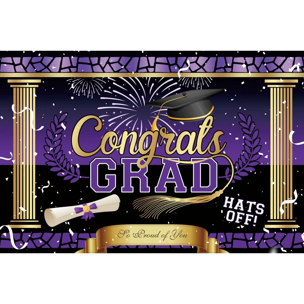 2024 Graduation Photography Backdrop Gold Glitter Congrat Grad Class of 2024 Prom Congratulate Graduates Photo Background Decor