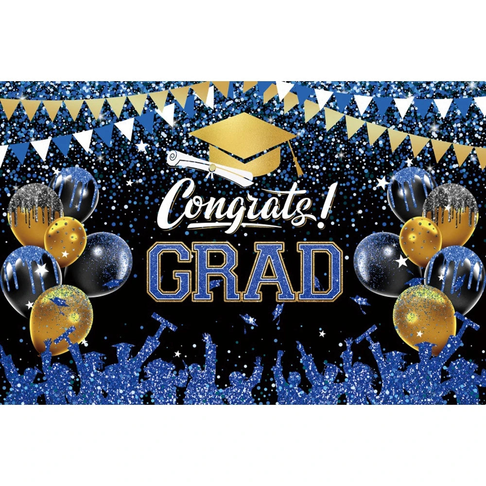 2024 Graduation Photography Backdrop Gold Glitter Congrat Grad Class of 2024 Prom Congratulate Graduates Photo Background Decor