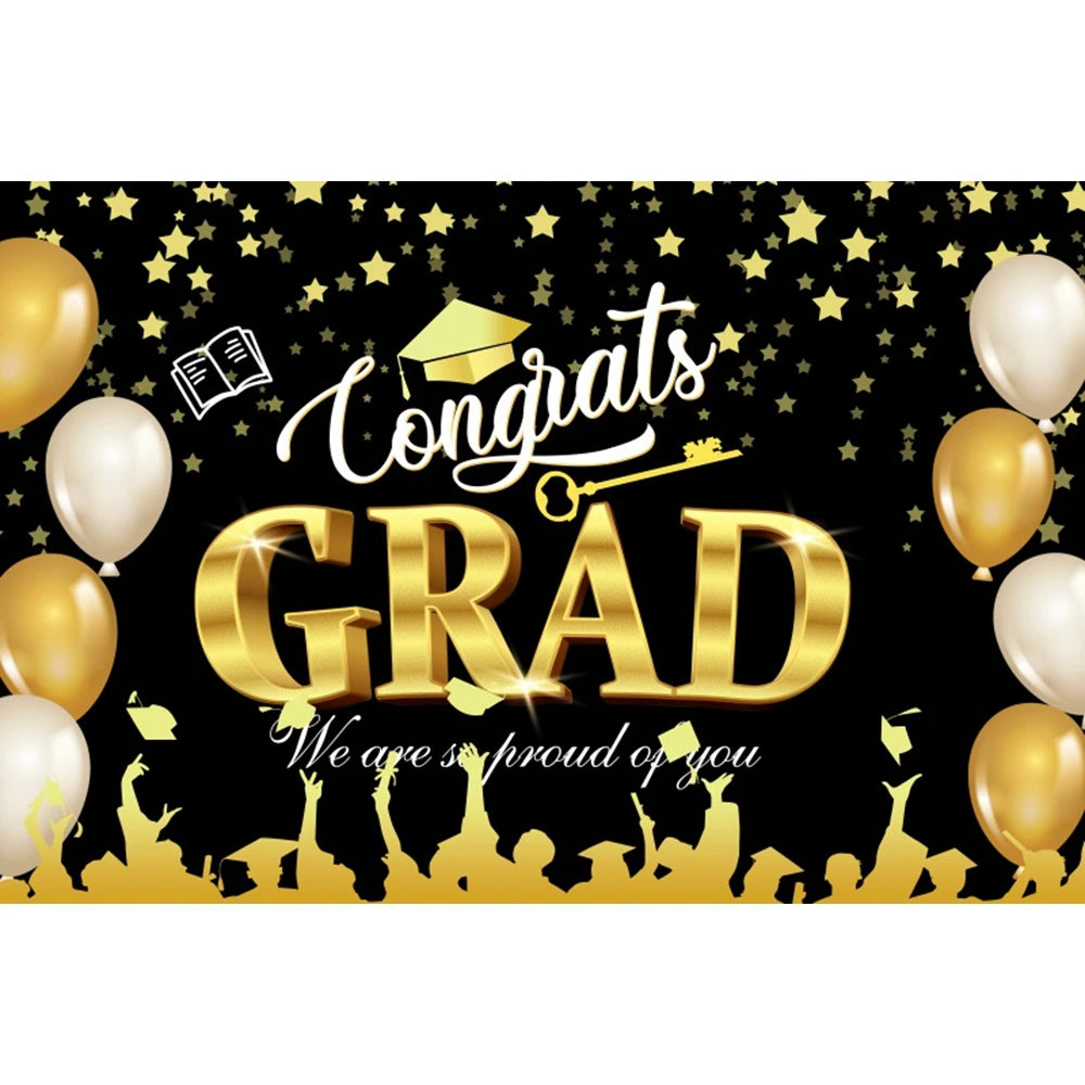 2024 Graduation Photography Backdrop Gold Glitter Congrat Grad Class of 2024 Prom Congratulate Graduates Photo Background Decor