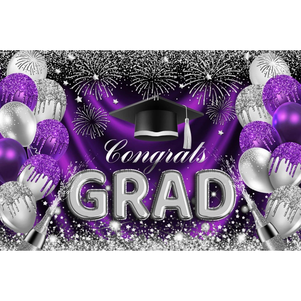 2024 Graduation Photography Backdrop Gold Glitter Congrat Grad Class of 2024 Prom Congratulate Graduates Photo Background Decor