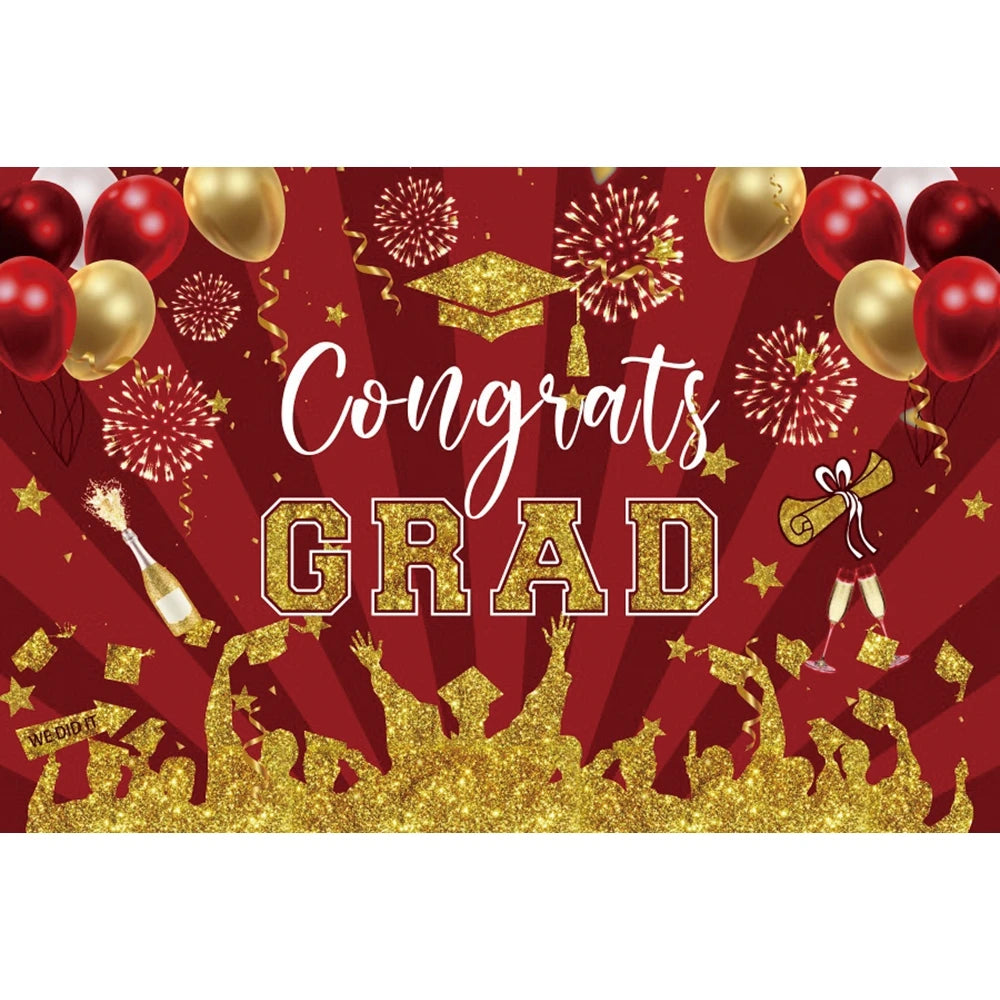 2024 Graduation Photography Backdrop Gold Glitter Congrat Grad Class of 2024 Prom Congratulate Graduates Photo Background Decor