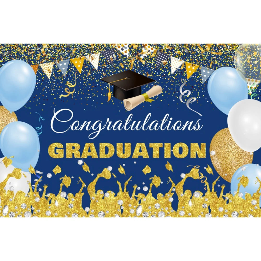 2024 Graduation Photography Backdrop Gold Glitter Congrat Grad Class of 2024 Prom Congratulate Graduates Photo Background Decor