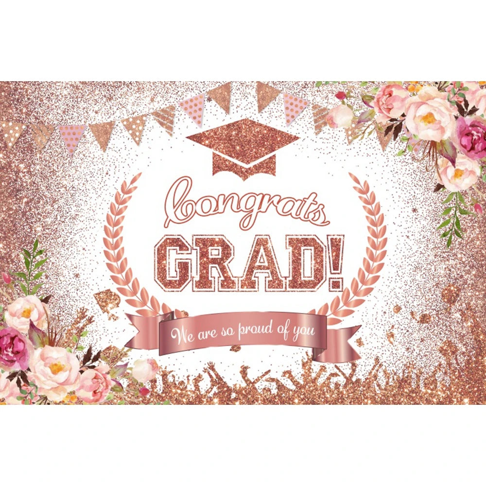 2024 Graduation Photography Backdrop Gold Glitter Congrat Grad Class of 2024 Prom Congratulate Graduates Photo Background Decor