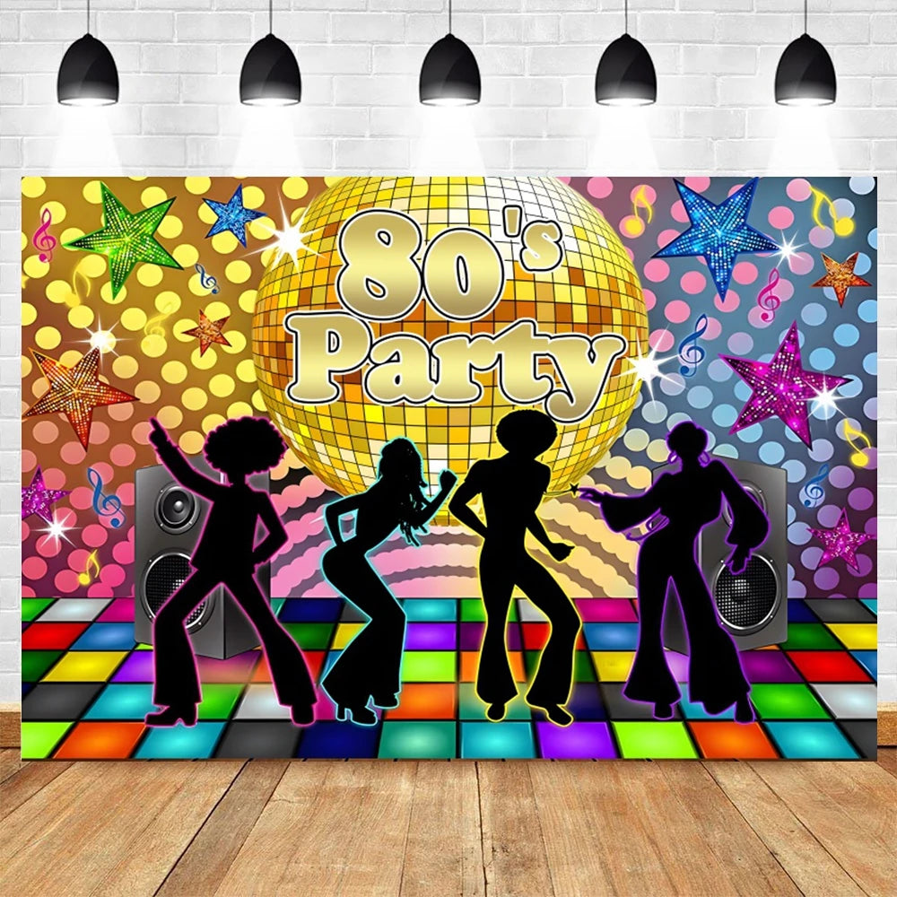 80's 90's Disco Music Hip Hop Birthday Party Backdrop Graffiti Neon Glow Adult Baby Photography Background Decor Photo Studio