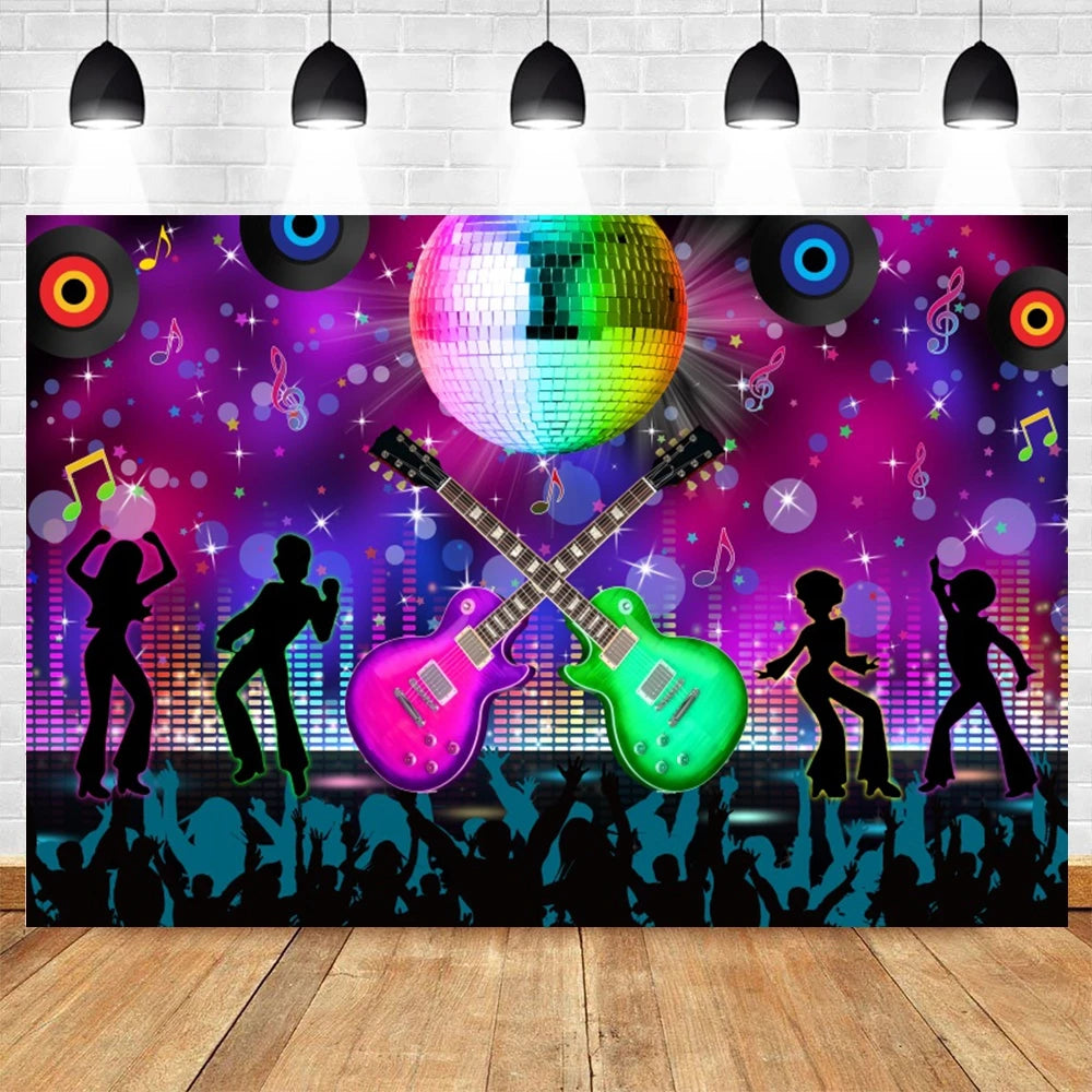 80's 90's Disco Music Hip Hop Birthday Party Backdrop Graffiti Neon Glow Adult Baby Photography Background Decor Photo Studio