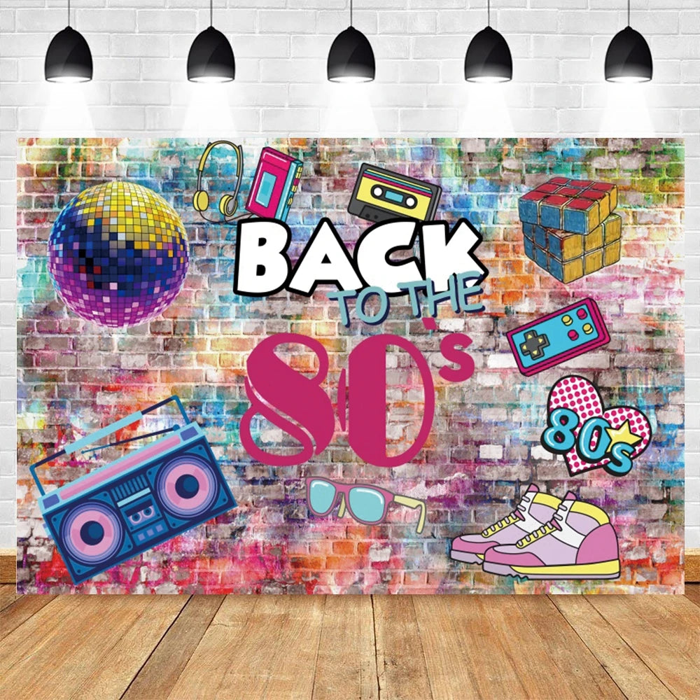 80's 90's Disco Music Hip Hop Birthday Party Backdrop Graffiti Neon Glow Adult Baby Photography Background Decor Photo Studio