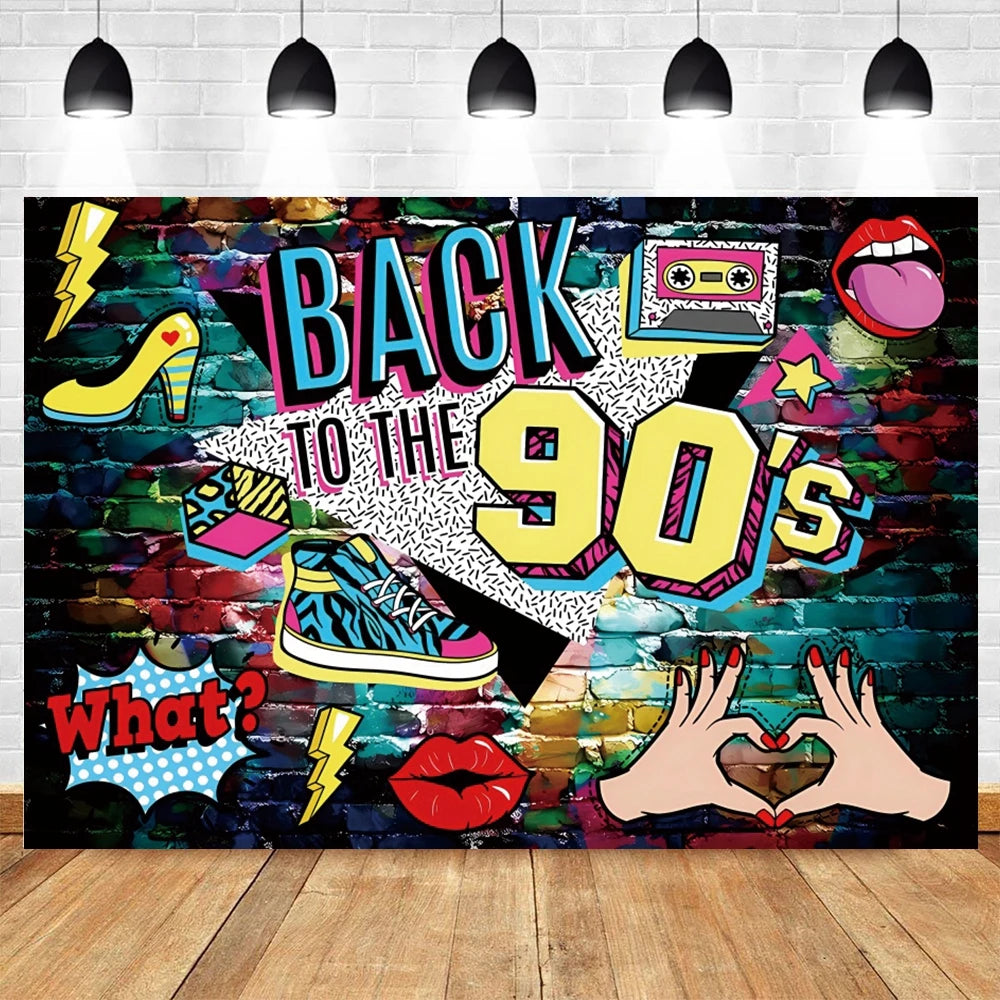 80's 90's Disco Music Hip Hop Birthday Party Backdrop Graffiti Neon Glow Adult Baby Photography Background Decor Photo Studio