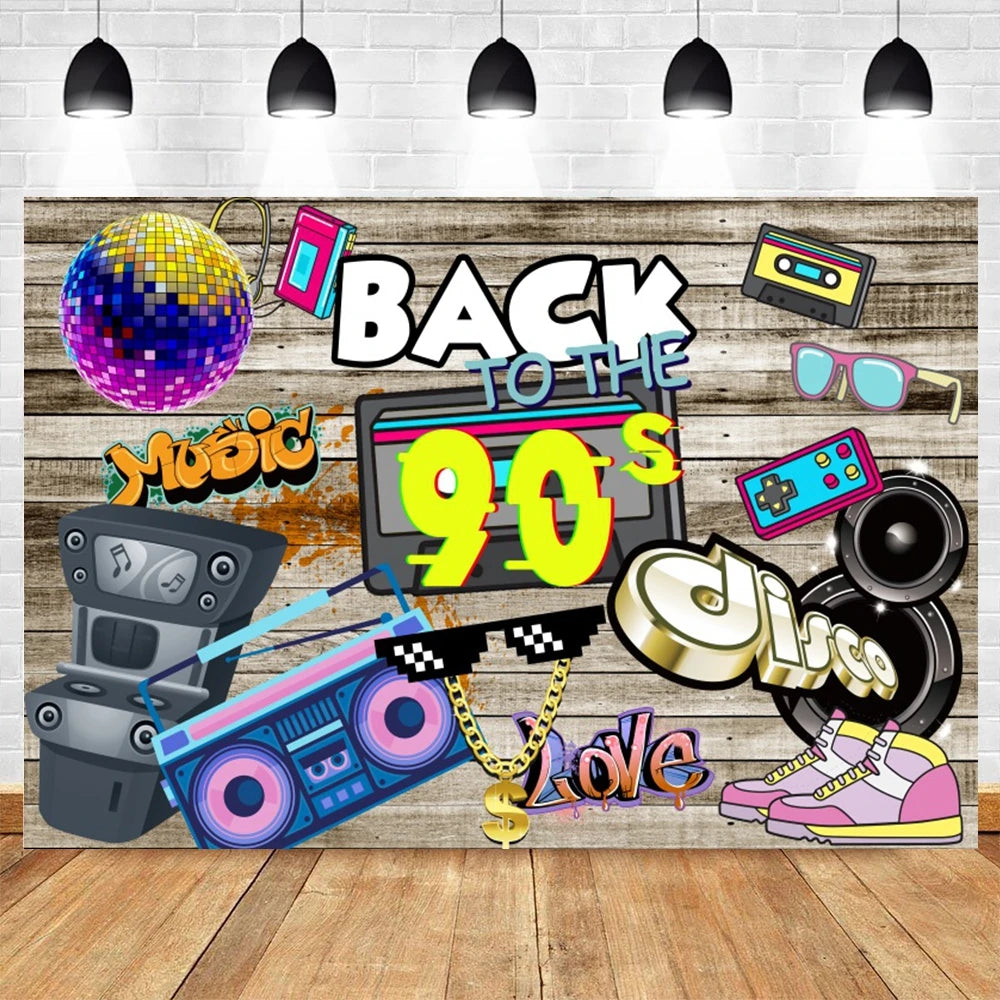 80's 90's Disco Music Hip Hop Birthday Party Backdrop Graffiti Neon Glow Adult Baby Photography Background Decor Photo Studio