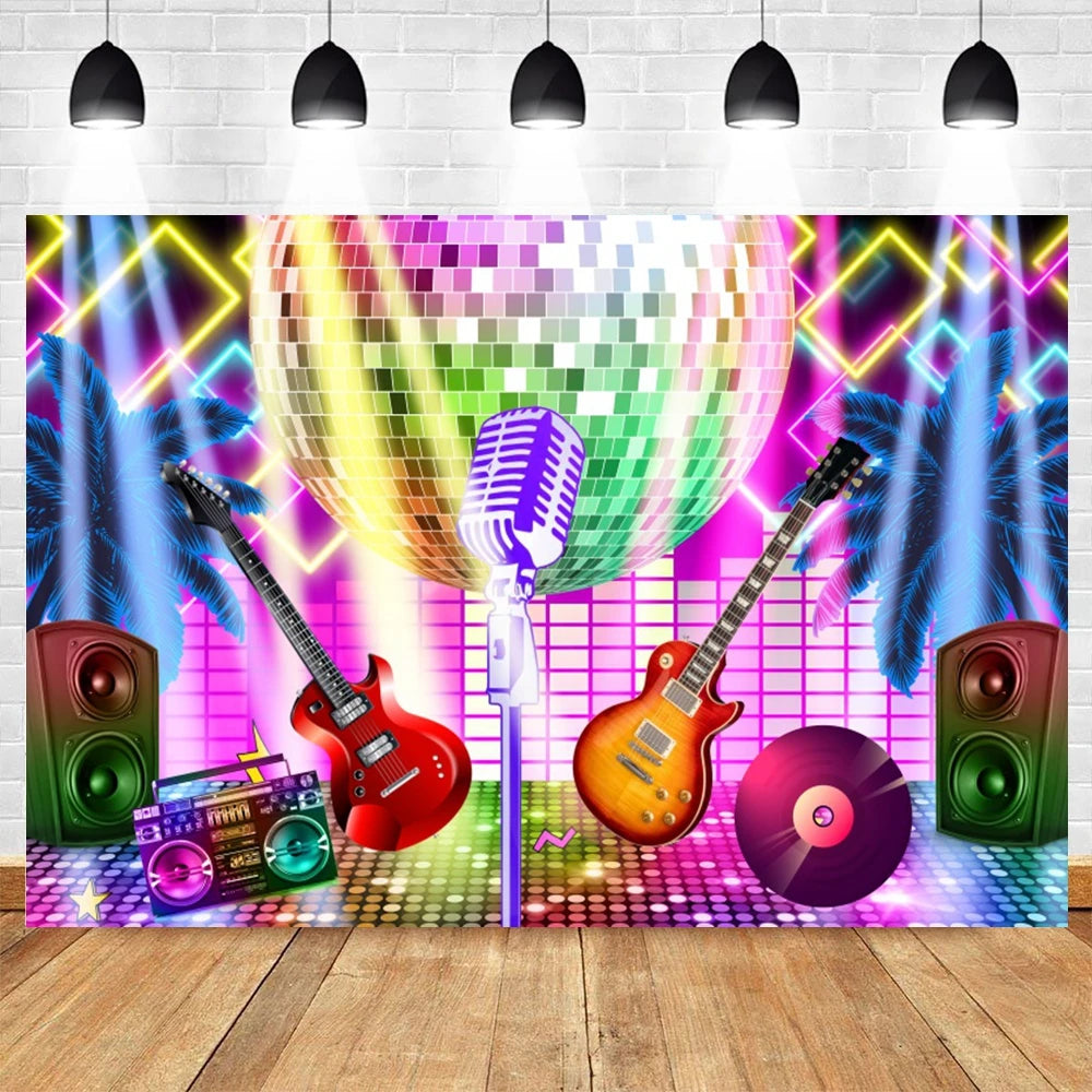 80's 90's Disco Music Hip Hop Birthday Party Backdrop Graffiti Neon Glow Adult Baby Photography Background Decor Photo Studio