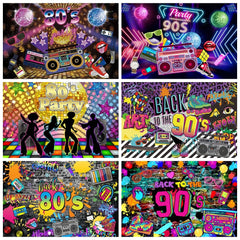 80's 90's Disco Music Hip Hop Birthday Party Backdrop Graffiti Neon Glow Adult Baby Photography Background Decor Photo Studio