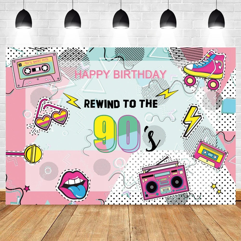 80's 90's Hip Hop Disco Backdrop for Photography Retro Neon Lights Let's Glow Adult Baby Birthday Party Background Photo Studio