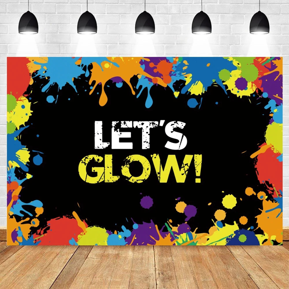 80's 90's Hip Hop Disco Backdrop for Photography Retro Neon Lights Let's Glow Adult Baby Birthday Party Background Photo Studio