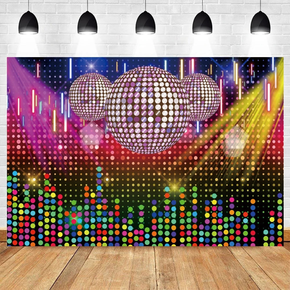 80's 90's Hip Hop Disco Backdrop for Photography Retro Neon Lights Let's Glow Adult Baby Birthday Party Background Photo Studio