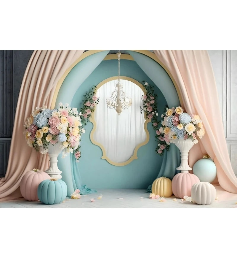 Abstract Flower Backdrop Oil Painting Spring Floral Baby Shower Birthday Cake Smash Wedding Photography Background Photo Studio