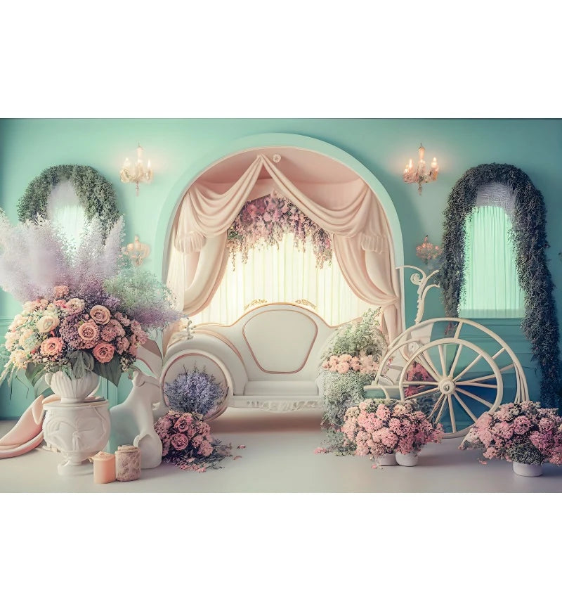 Abstract Flower Backdrop Oil Painting Spring Floral Baby Shower Birthday Cake Smash Wedding Photography Background Photo Studio