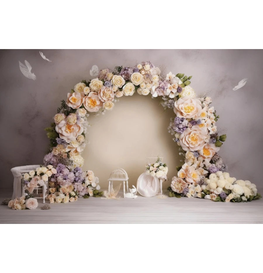 Abstract Flower Backdrop Oil Painting Spring Floral Baby Shower Birthday Cake Smash Wedding Photography Background Photo Studio