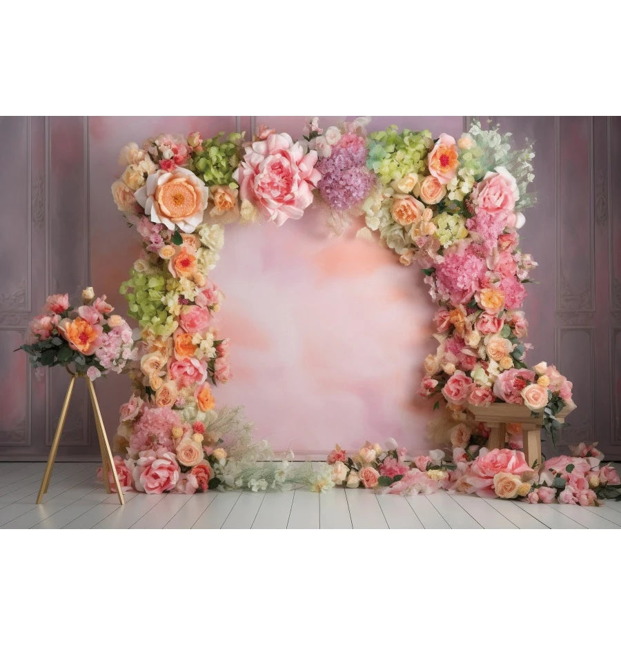 Abstract Flower Backdrop Oil Painting Spring Floral Baby Shower Birthday Cake Smash Wedding Photography Background Photo Studio