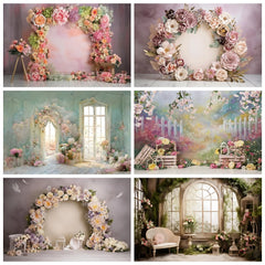 Abstract Flower Backdrop Oil Painting Spring Floral Baby Shower Birthday Cake Smash Wedding Photography Background Photo Studio